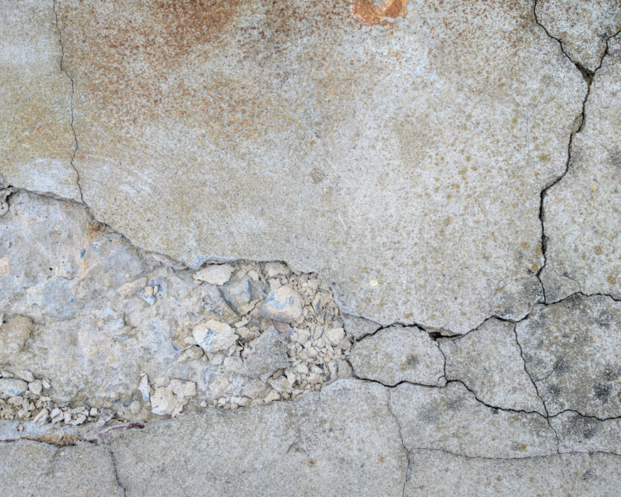 Dry, dehydrated concrete